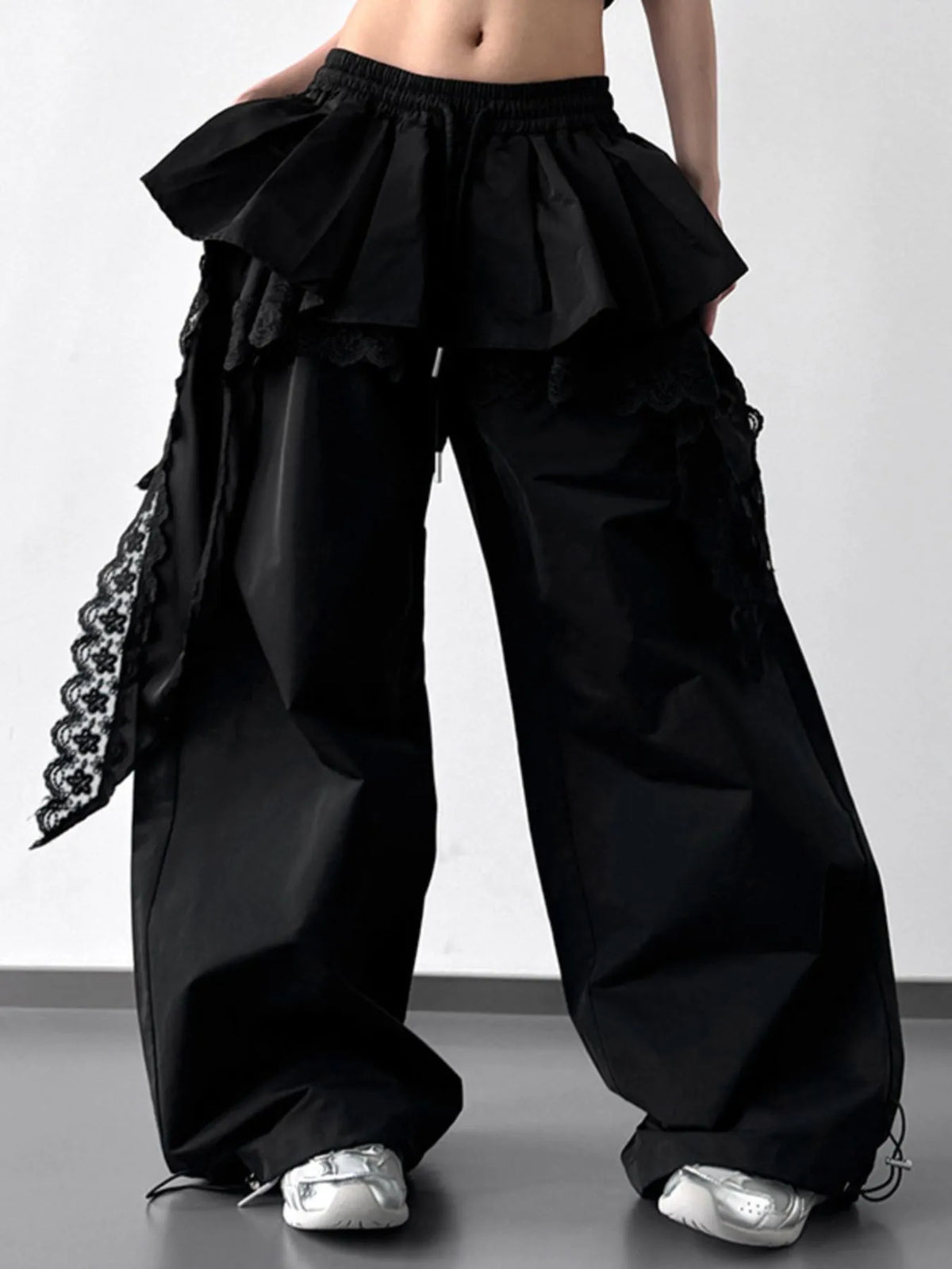 Lace Ruffled Wide Leg Pants