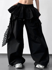 Lace Ruffled Wide Leg Pants