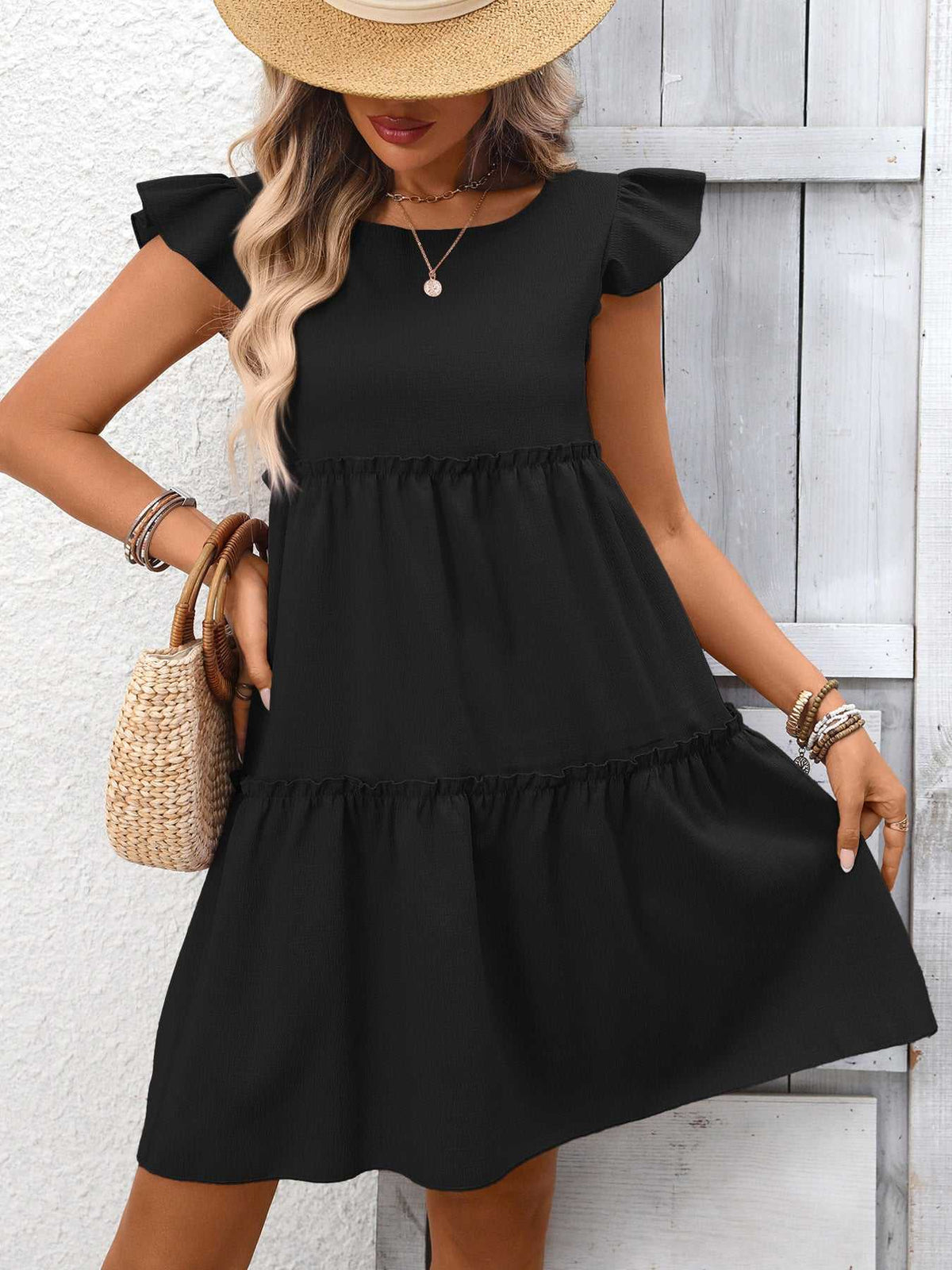Ruffle Sleeve Tiered Mini Dress 100100406659839 28 Affordable Fashion Under $100 Jerry's Apparel 