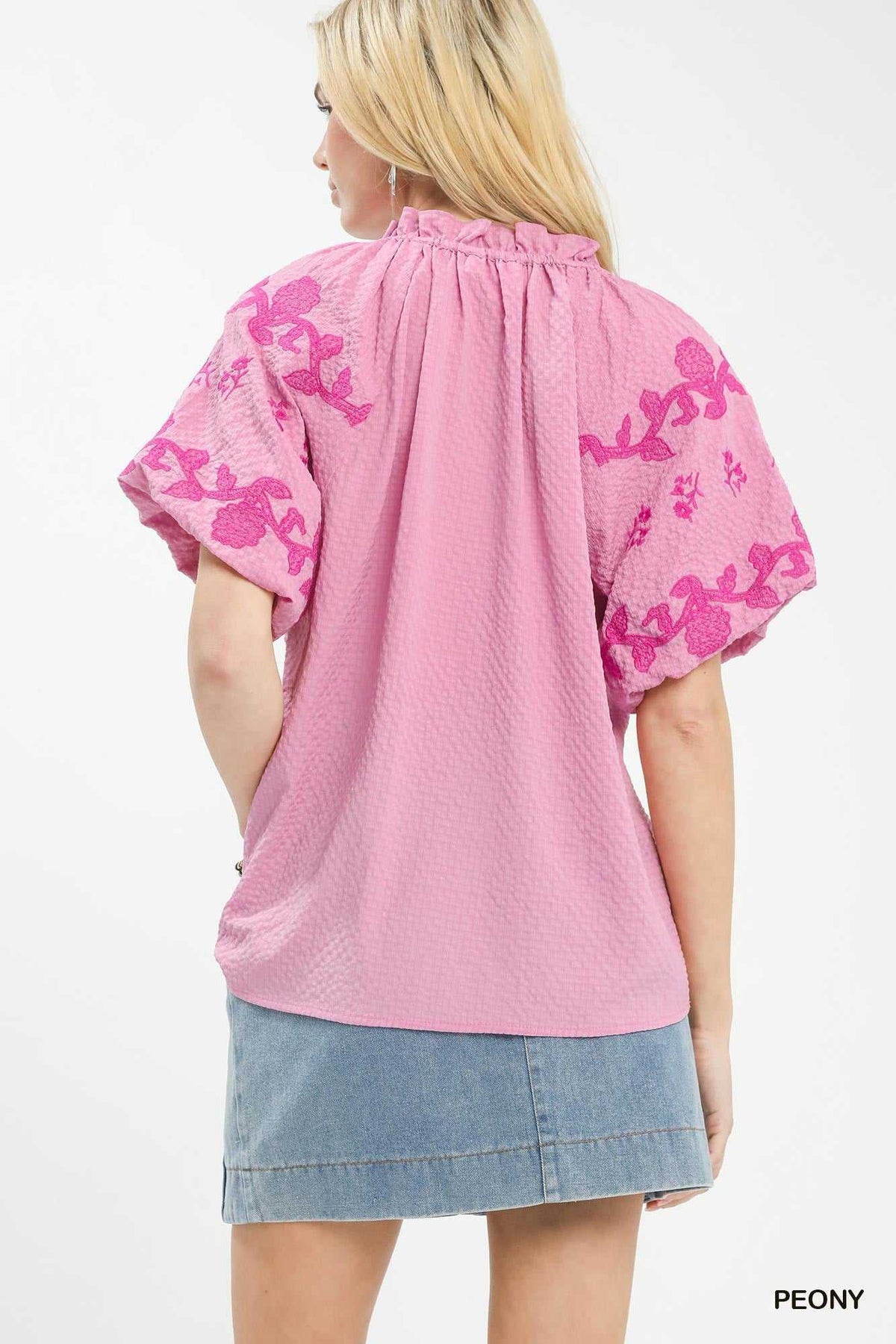 Umgee Embroidered Textured Flutter Sleeve Top 100100882801446 57 Affordable Fashion Under $100 Jerry's Apparel 