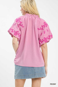 Umgee Embroidered Textured Flutter Sleeve Top 100100882801446 57 Affordable Fashion Under $100 Jerry's Apparel 