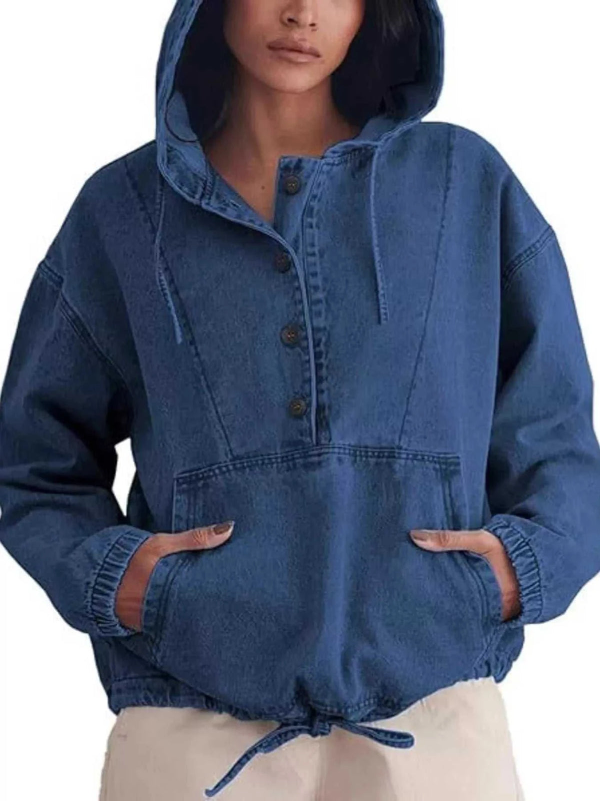 Casual Hooded Kangaroo Pocket Denim Jacket 101003999941412 64 Affordable Fashion Under $100 Jerry's Apparel 
