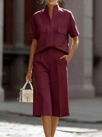 Full Size Short Sleeve Top and Wide Leg Pants Set Plus Size 100100411131186 49 Affordable Fashion Under $100 Jerry's Apparel 