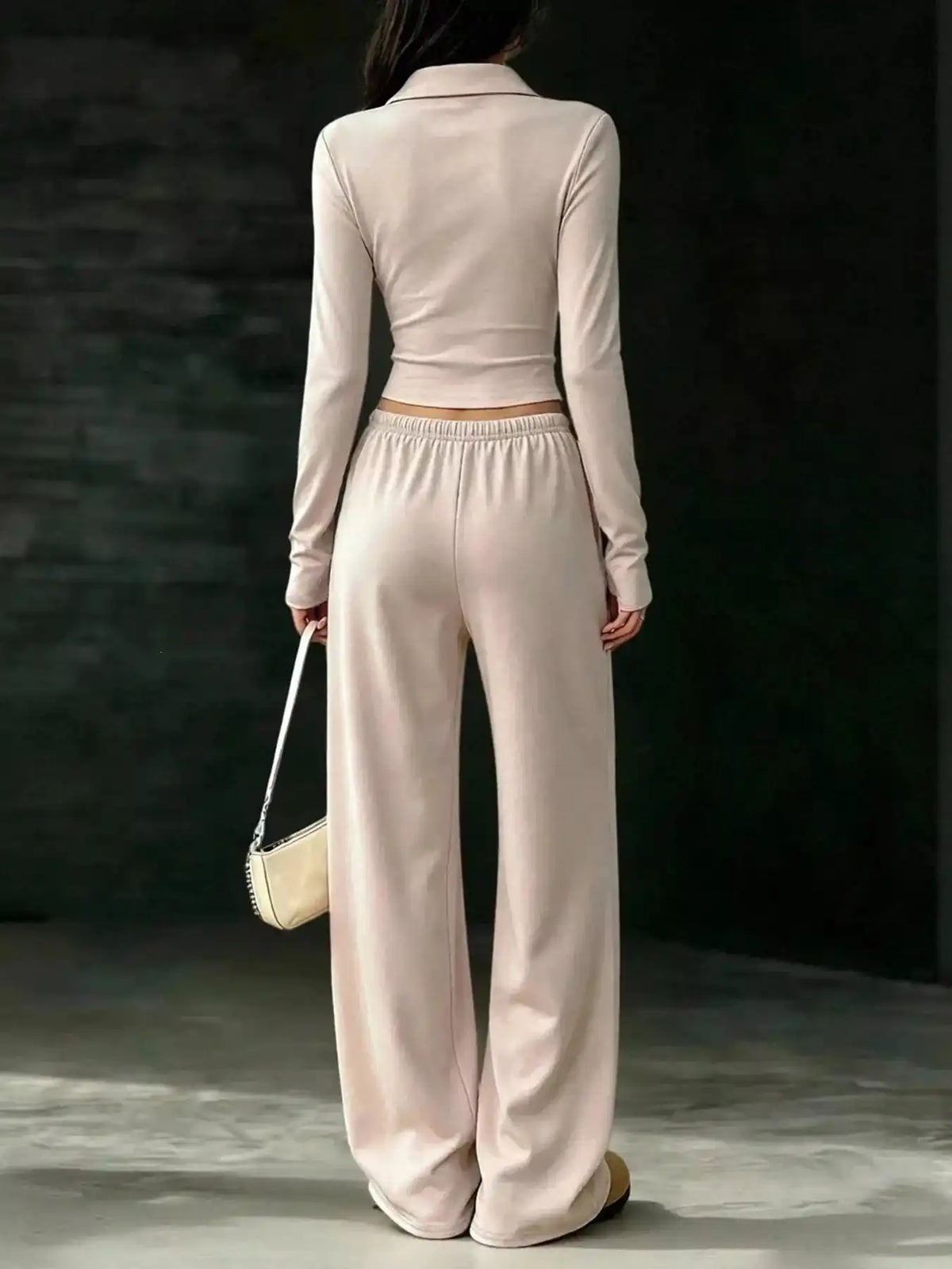 Long-Sleeve Polo Top and Wide-Leg Pants Set 101001218867188 53 Affordable Fashion Under $100 Jerry's Apparel 