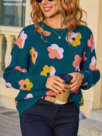 Floral Crew Neck Long Sleeve Sweater 100100152678985 50 Affordable Fashion Under $100 Jerry's Apparel 