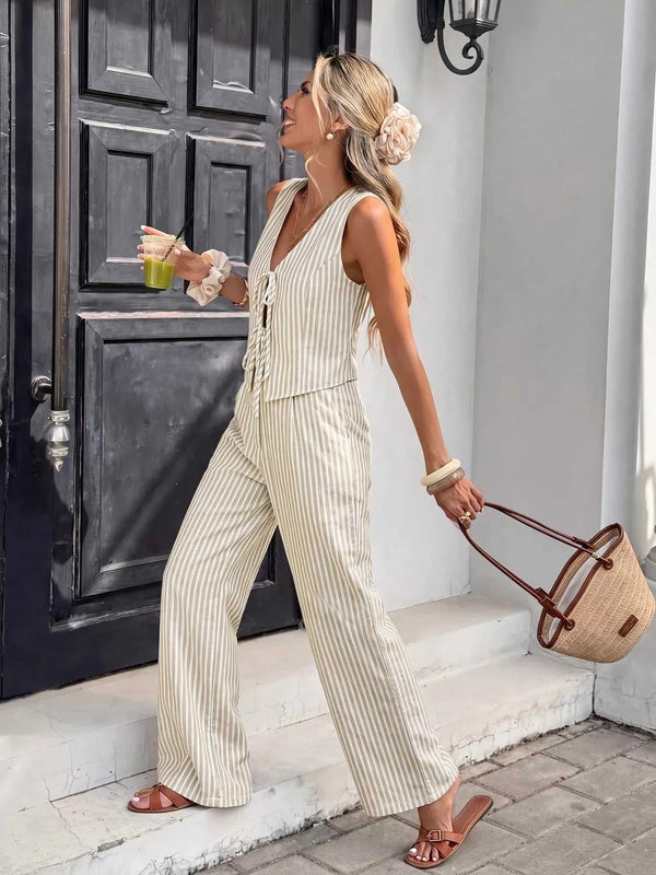 Striped Vest & Wide Leg Pants Set 100100639827685 46 Affordable Fashion Under $100 Jerry's Apparel 