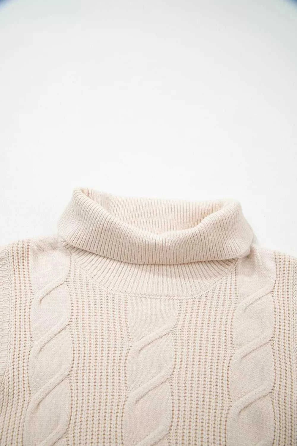 Cable Knit Turtleneck Ruffled Short Sleeve Sweater 101002004961931 44 Affordable Fashion Under $100 Jerry's Apparel 
