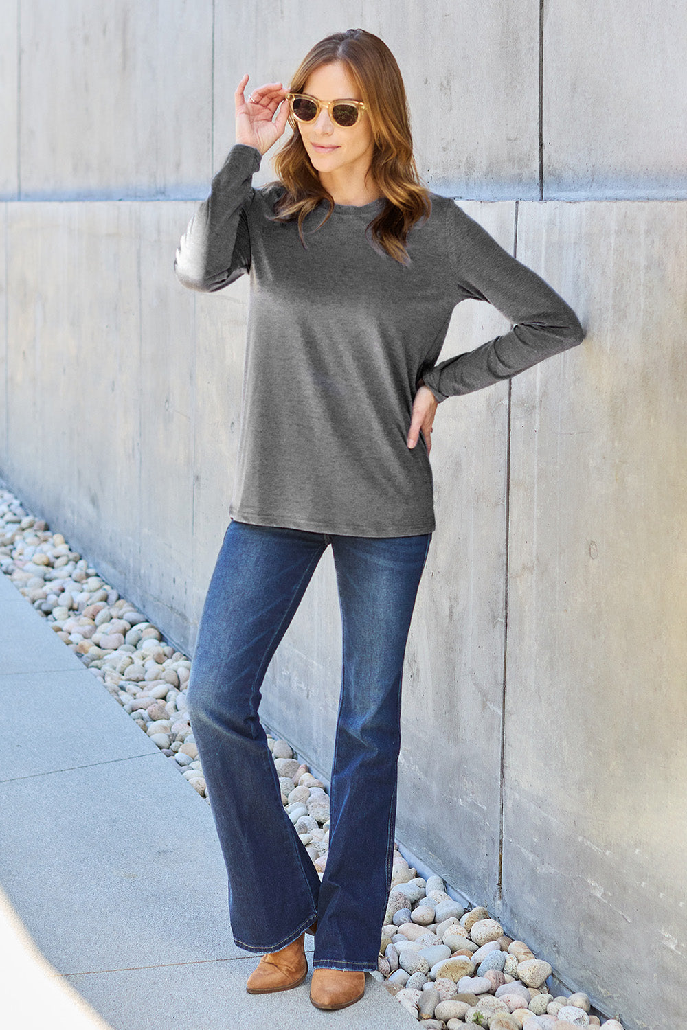 Full Size Round Neck Long Sleeve Top