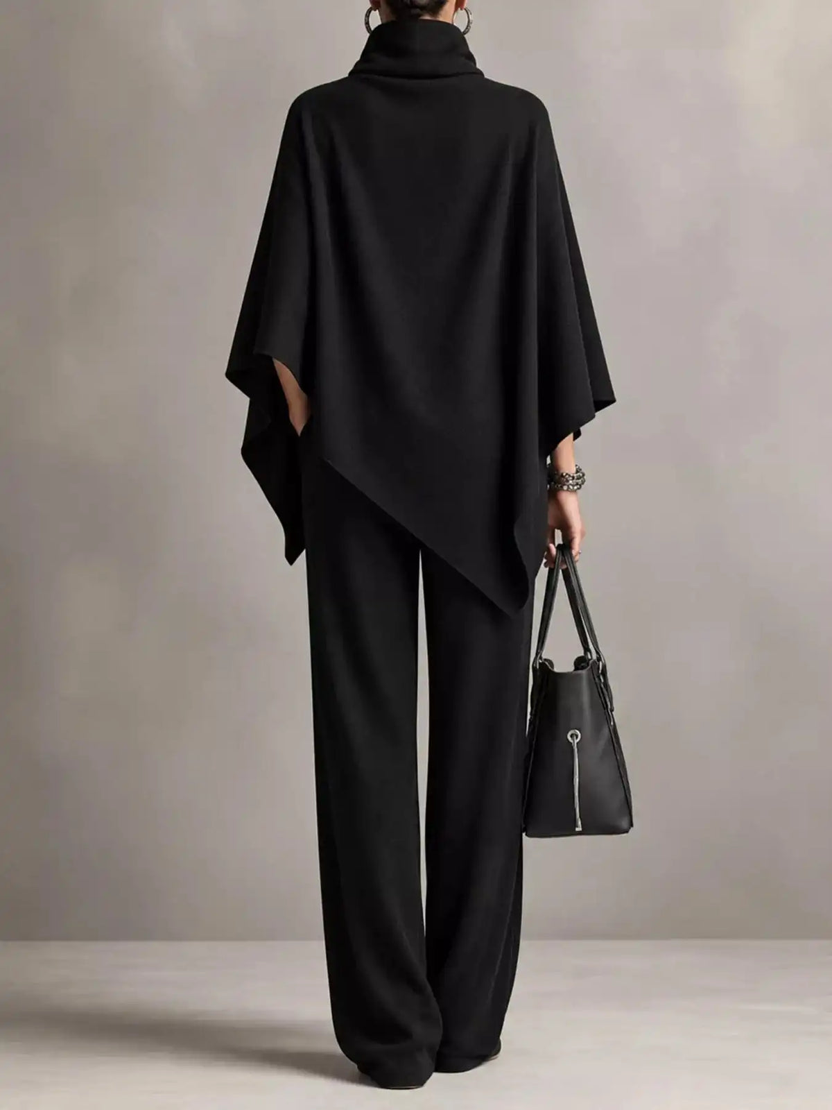 Full Size Turtleneck Poncho and Wide-Leg Pants Set Plus Size 101002605950123 65 Gifts for Her Jerry's Apparel 