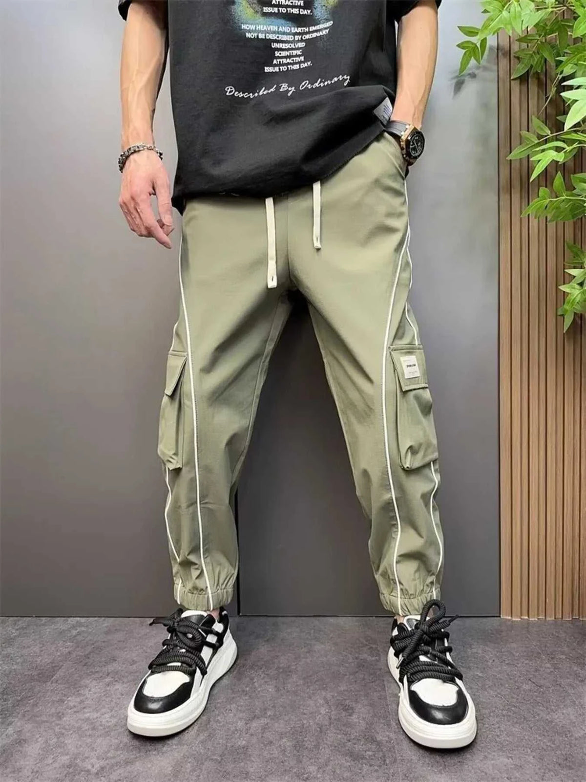 Men's Plus Size Stripe Cargo Joggers 100400722015234 46 Affordable Fashion Under $100 Jerry's Apparel 