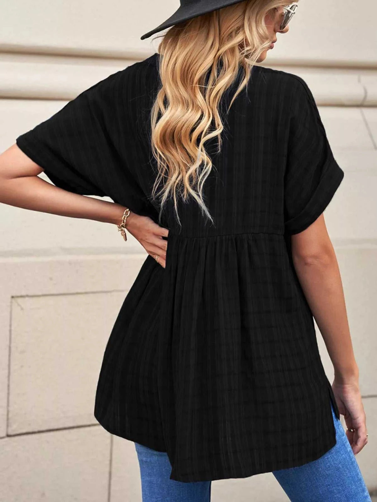 Notched Short Sleeve Blouse 100100089501470 33 Affordable Fashion Under $100 Jerry's Apparel 