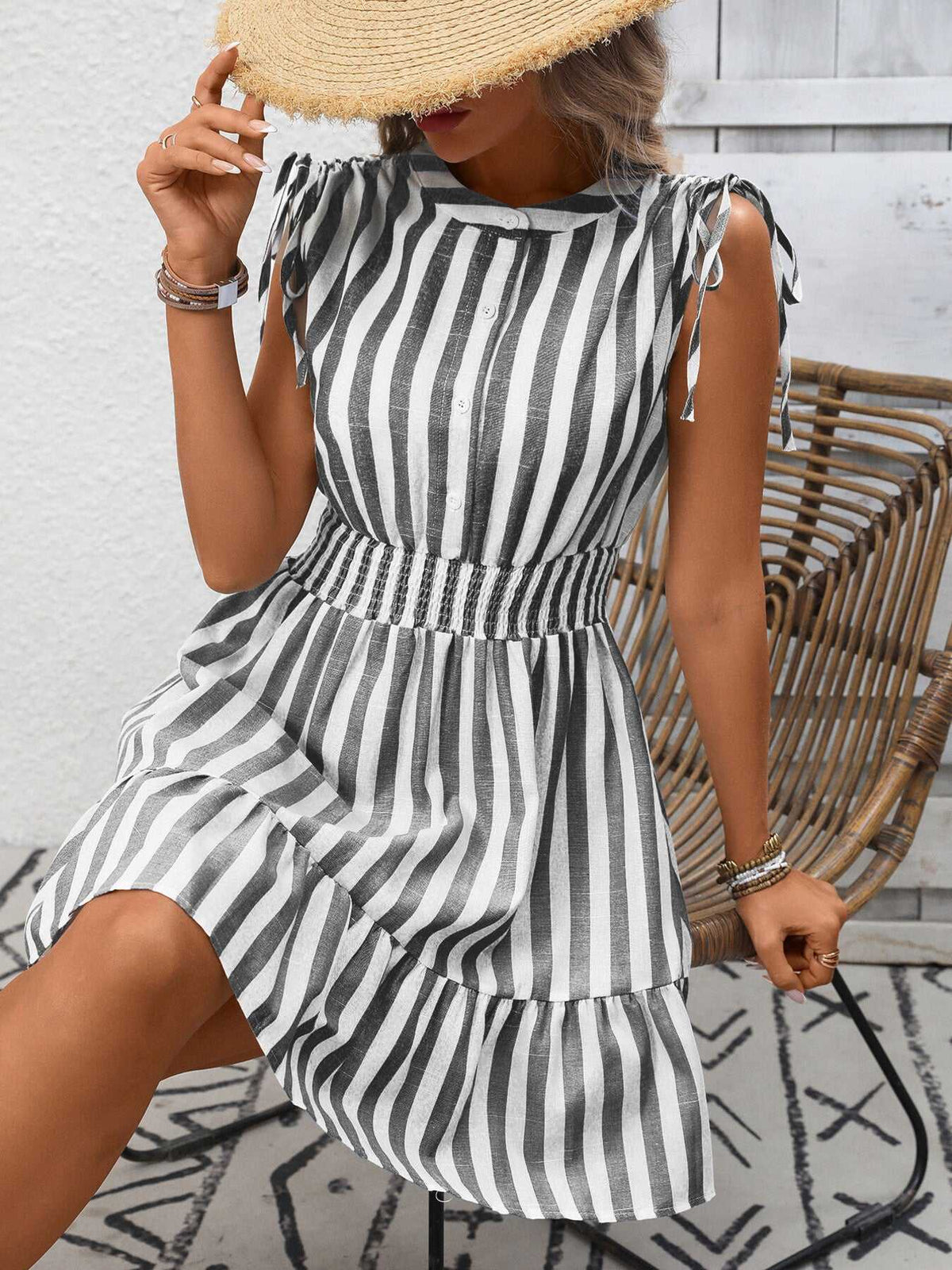 Striped Ruffle Hem Summer Dress 100100817311955 33 Affordable Fashion Under $100 Jerry's Apparel 