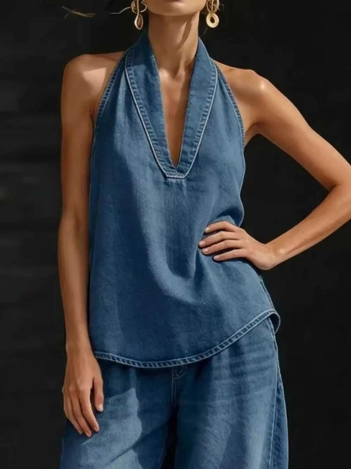 Full Size Halter Neck Top and Wide Leg Pants Plus Size 100100902768538 63 Affordable Fashion Under $100 Jerry's Apparel 