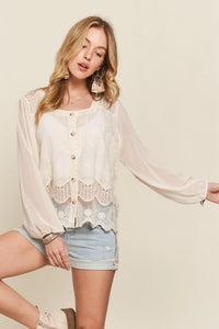 ADORA Button Down Embroidered Blouse