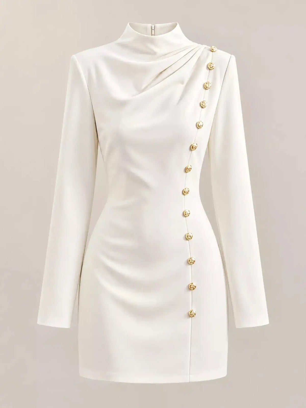 Full Size Decorative Button Mock Neck Mini Dress Plus Size 101001375300940 43 Affordable Fashion Under $100 Jerry's Apparel 