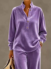 Full Size Half Button Top and Wide Leg Pants Set Plus Size 101001300812534 65 Affordable Fashion Under $100 Jerry's Apparel 