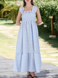 Ruffled Sleeveless Gingham Midi Dress 100100350034223 45 Affordable Fashion Under $100 Jerry's Apparel 