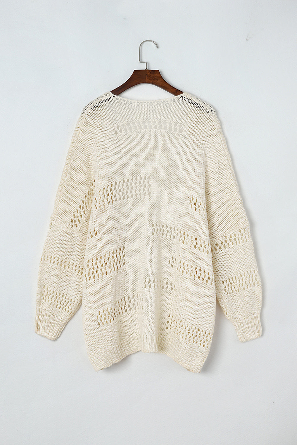 Openwork Open Front Long Sleeve Cardigan