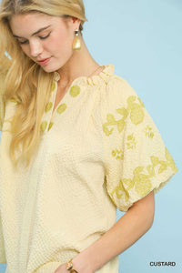 Umgee Embroidered Textured Flutter Sleeve Top 100100133131772 57 Affordable Fashion Under $100 Jerry's Apparel 