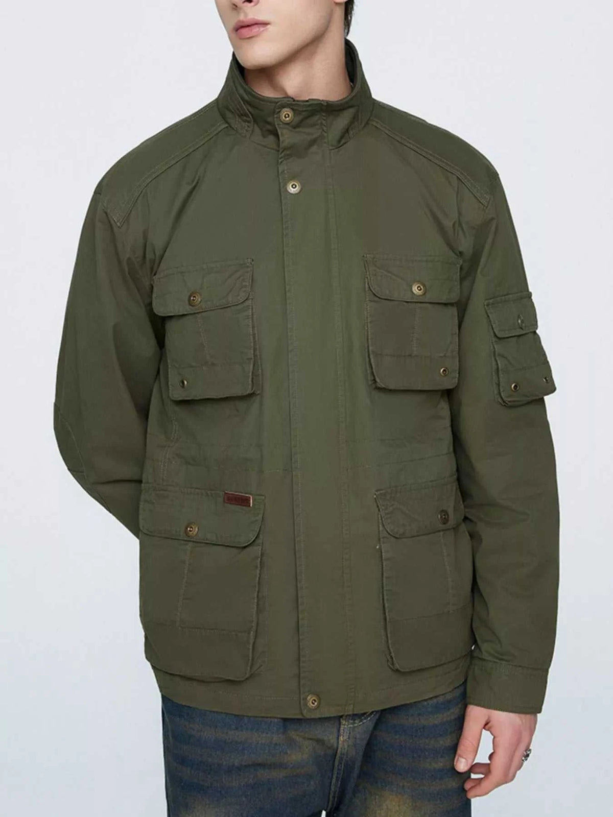 Men's Plus Size Multi-Pocket Zip Up Jacket 100400834848809 191 Fashion Forward Plus Size Clothing Jerry's Apparel 