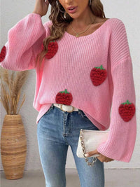 Strawberry Applique Oversized Sweater 101002944514652 38 Affordable Fashion Under $100 Jerry's Apparel 