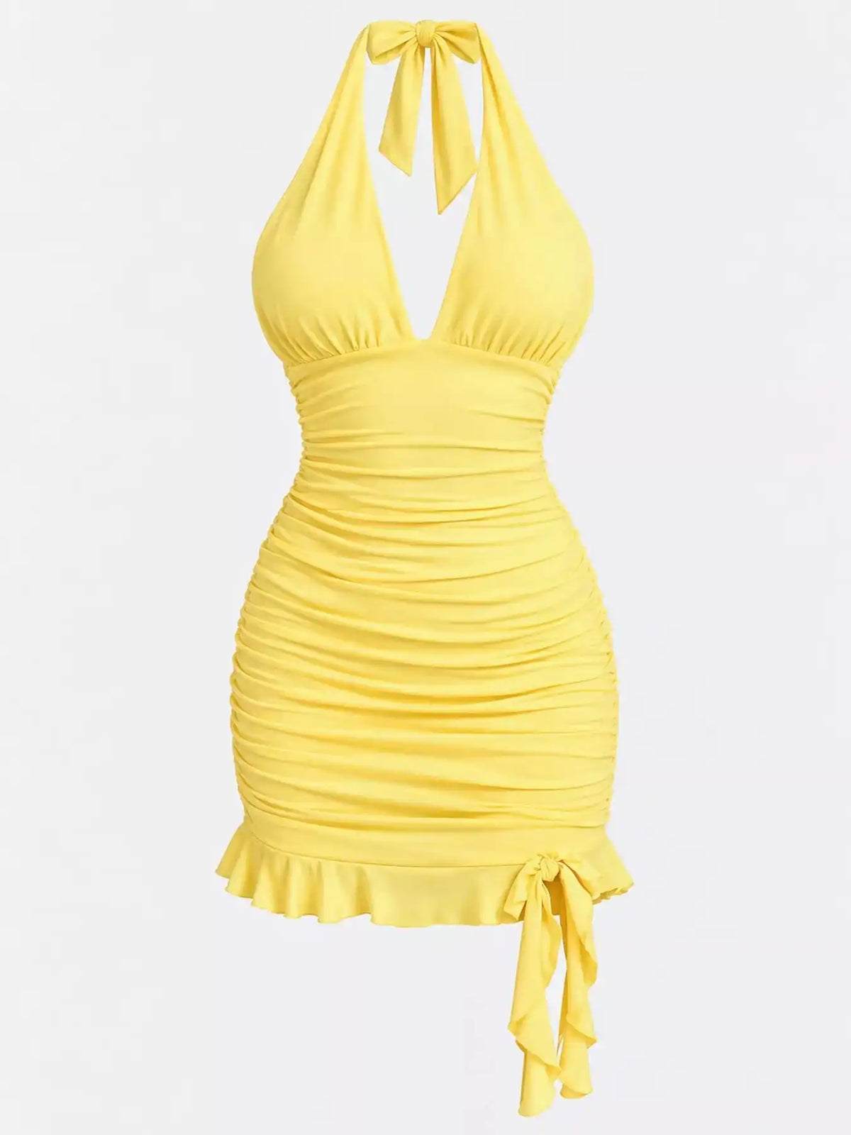 Ruched Halter Neck Bodycon Mini Dress 101001241020171 35 Gifts for Her Jerry's Apparel 