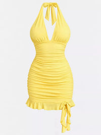 Ruched Halter Neck Bodycon Mini Dress 101001241020171 35 Gifts for Her Jerry's Apparel 