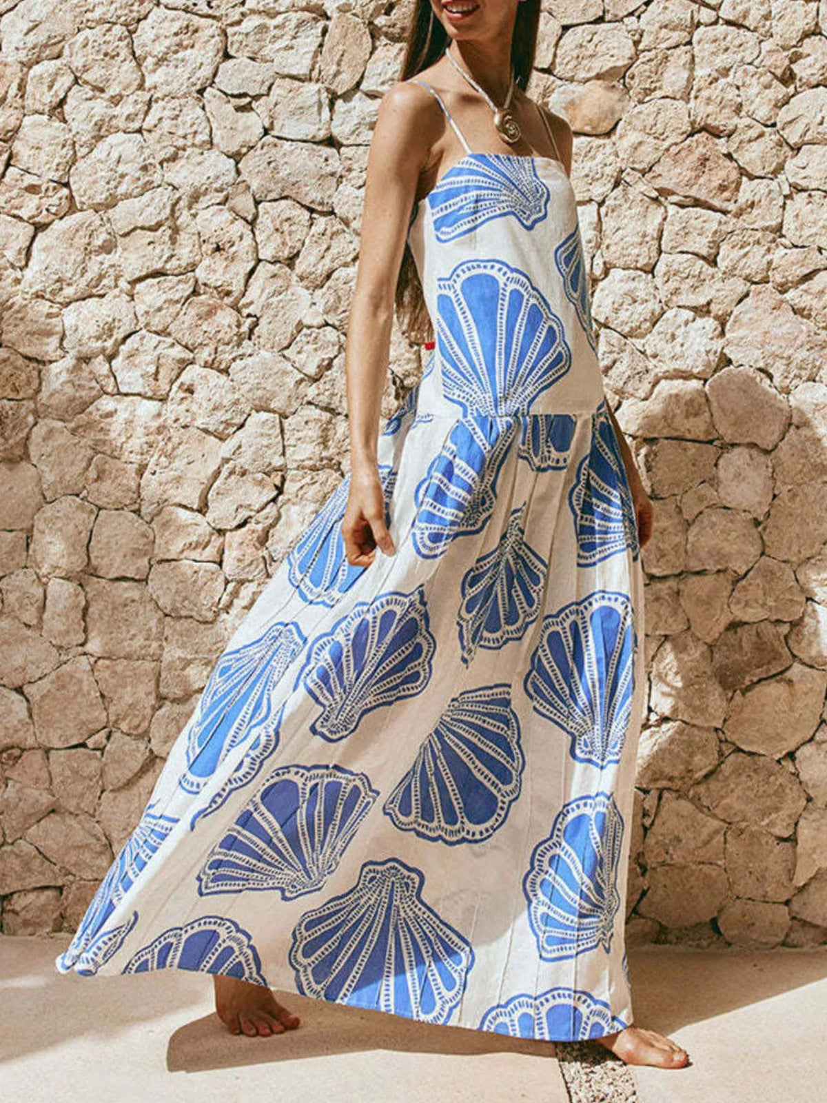 Seashell Print Maxi Cami Dress