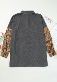 Leopard Button Up Drop Shoulder Jacket