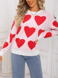 Valentine's Day Heart Round Neck Knitted Sweater 100100729598622 48 Affordable Fashion Under $100 Jerry's Apparel 