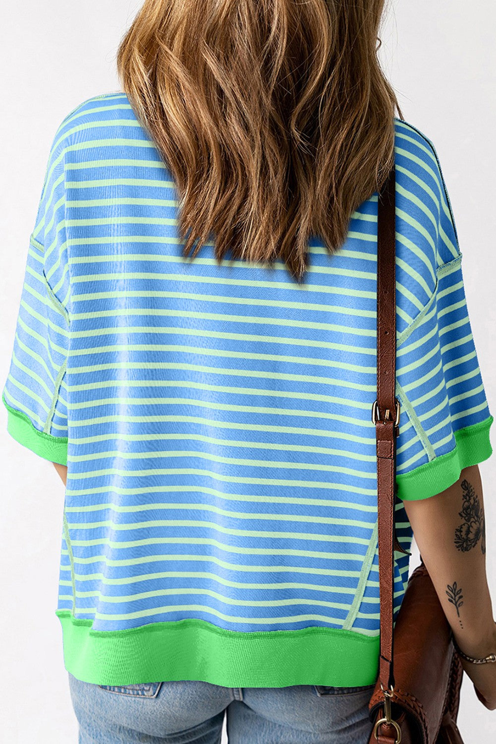 Cactus Striped Round Neck Half Sleeve T-Shirt