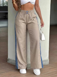 Contrast Side Panel Wide Leg Pants 100100681873213 40 Jerry's Apparel 