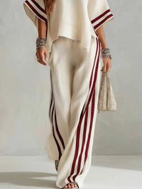 Full Size Striped 3/4 Sleeve Top and Pants Set Plus Size 100100536738570 39 Affordable Fashion Under $100 Jerry's Apparel 