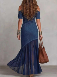 Mock Neck Cold Shoulder Ruffle Hem Maxi Dress 100100582531740 50 Affordable Fashion Under $100 Jerry's Apparel 