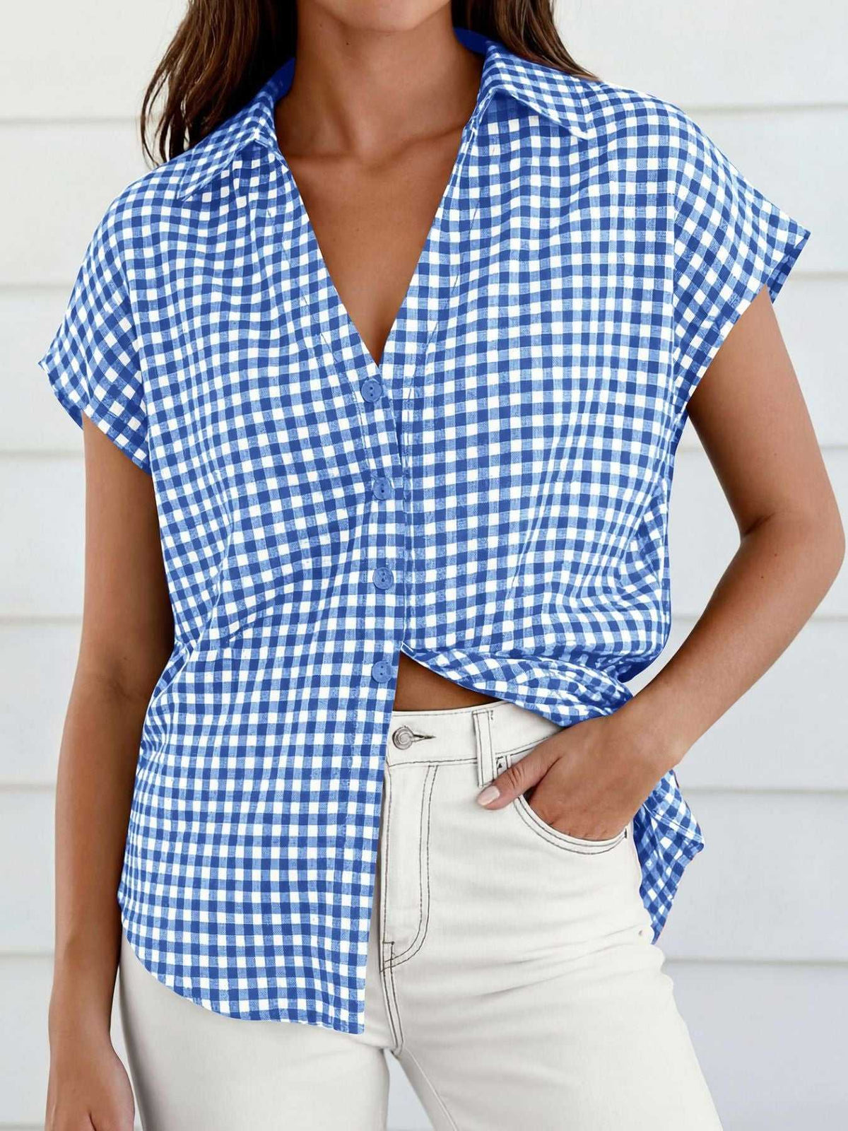 Gingham Print Button-Down Shirt 100100535526342 33 Affordable Fashion Under $100 Jerry's Apparel 
