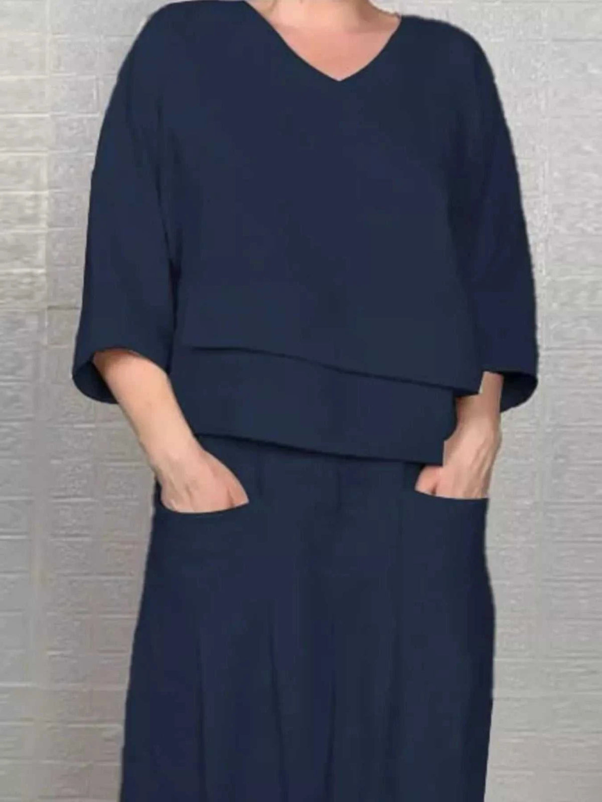 Full Size V-Neck Long Sleeve Top and Pants Set Plus Size 100100878243855 49 Affordable Fashion Under $100 Jerry's Apparel 