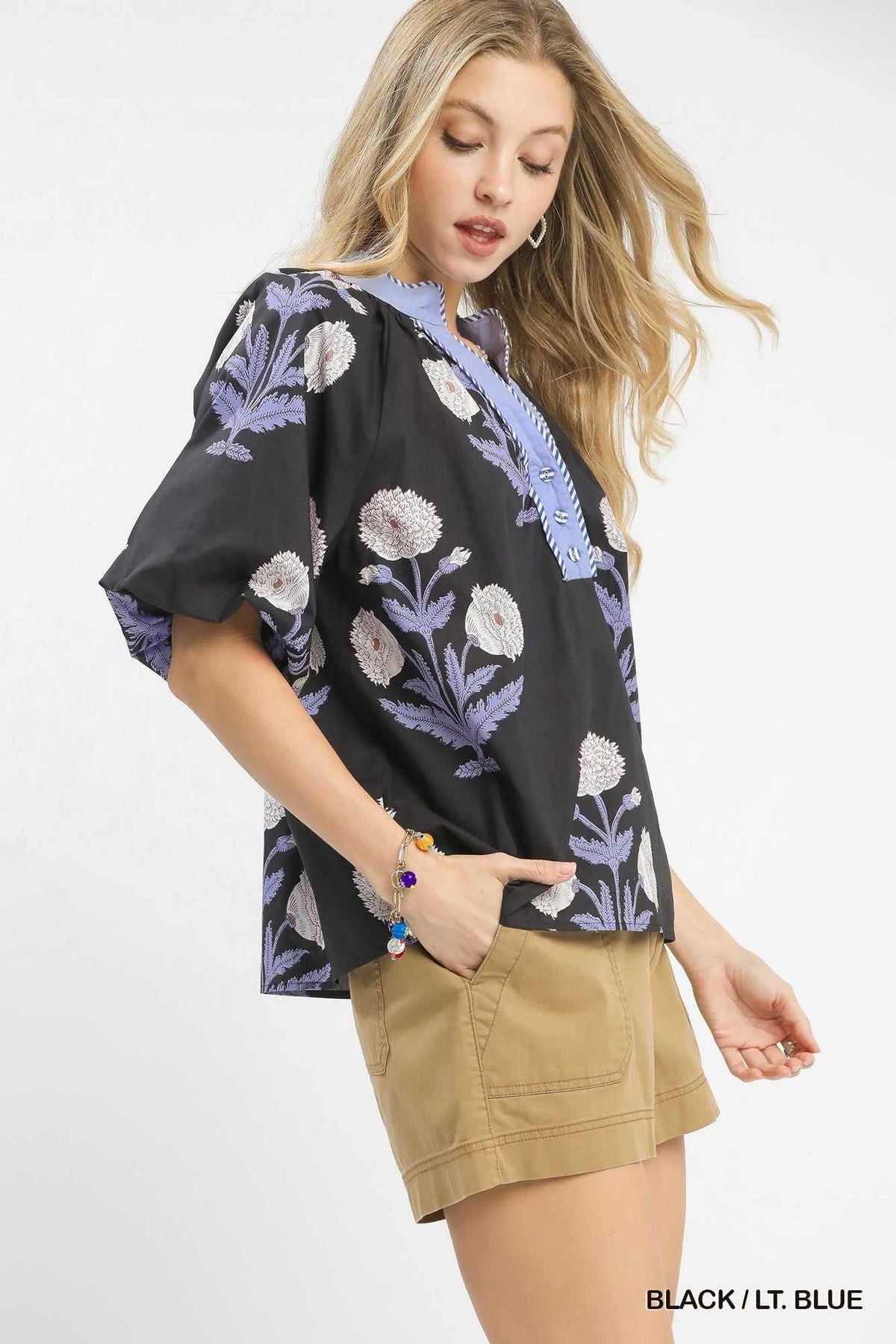 Umgee Floral Print V-Neck Top 100100039931607 47 Affordable Fashion Under $100 Jerry's Apparel 
