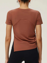 Full Size Slit Round Neck Short Sleeve Active T-Shirt Plus Size 100100177922329 28 Affordable Fashion Under $100 Jerry's Apparel 