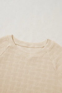 Textured Crew Neck Cap Sleeve Slim T Shirt