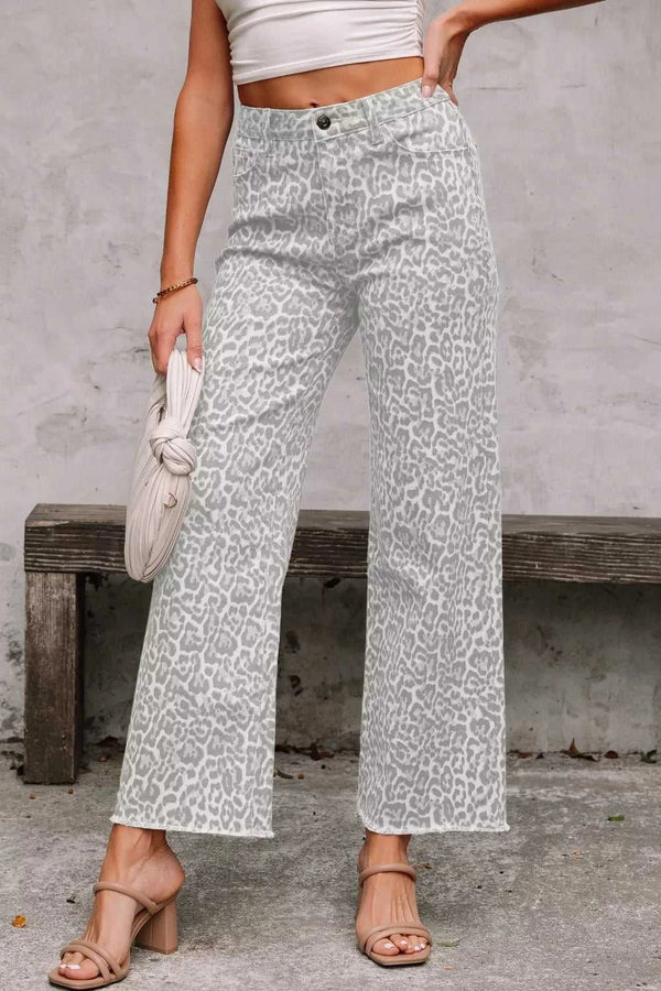 Leopard Print Wide Leg Jeans 100100261501681 58 Seasonal Fashion Collections Jerry's Apparel 