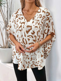 Leopard V-Neck Half Sleeve Blouse 100100146041001 20 Affordable Fashion Under $100 Jerry's Apparel 