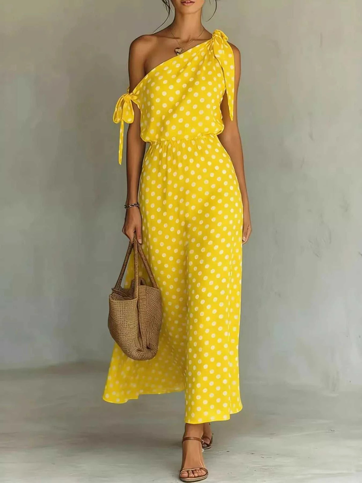 Full Size Polka Dot One-Shoulder Maxi Dress Plus Size 100100509770810 26 Gifts for Her Jerry's Apparel 
