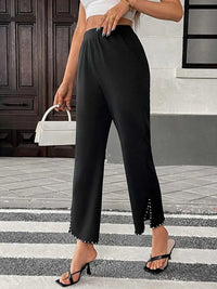Pearl-Embellished Cropped Wide-Leg Pants 100100730581749 34 Affordable Fashion Under $100 Jerry's Apparel 
