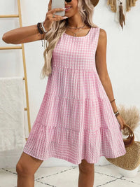 Plaid Round Neck Sleeveless Mini Dress 100100093541083 32 Affordable Fashion Under $100 Jerry's Apparel 