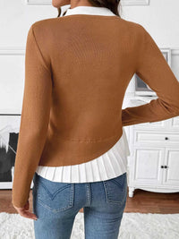 Decor Button Contrast Hem Knit Top 100100315297138 47 Affordable Fashion Under $100 Jerry's Apparel 