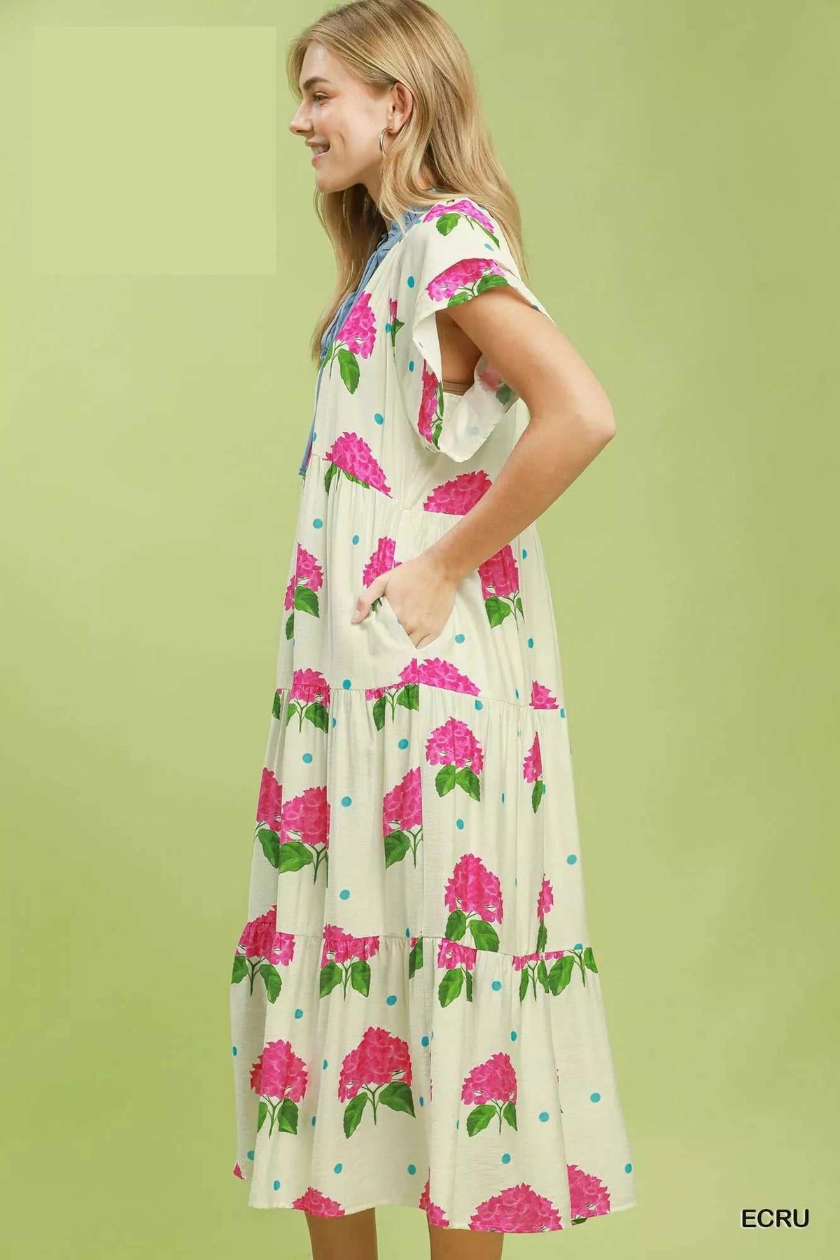 Umgee Hydrangea Print Tiered Midi Dress 100100316771131 66 Affordable Fashion Under $100 Jerry's Apparel 