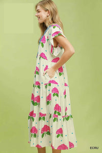 Umgee Hydrangea Print Tiered Midi Dress 100100316771131 66 Affordable Fashion Under $100 Jerry's Apparel 