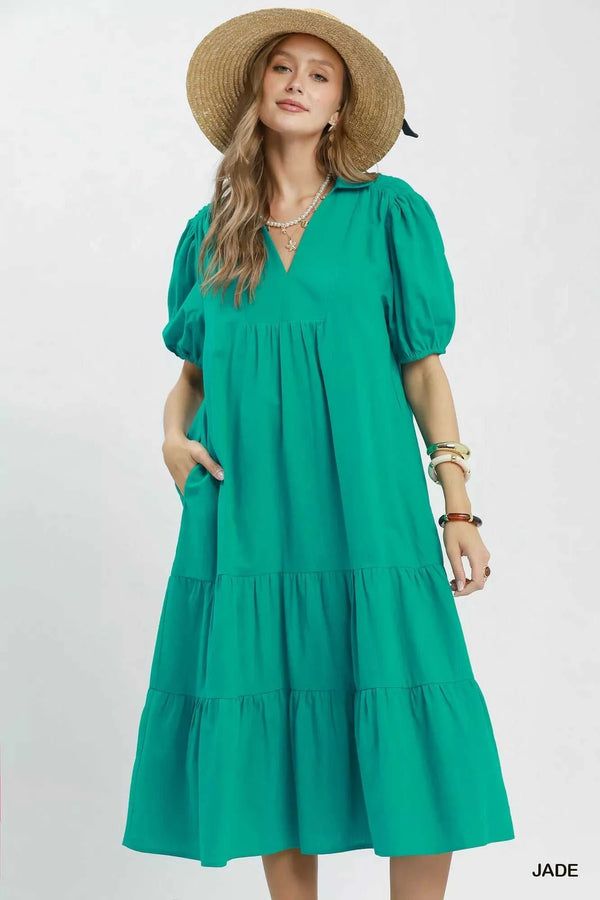 Umgee Solid Tiered Midi Dress 100100537641335 60 Affordable Fashion Under $100 Jerry's Apparel 