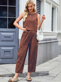 Plaid Sleeveless Top and Pants Set 100100045523661 39 Affordable Fashion Under $100 Jerry's Apparel 