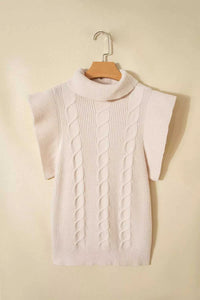 Cable Knit Turtleneck Ruffled Short Sleeve Sweater 101002004961931 44 Affordable Fashion Under $100 Jerry's Apparel 